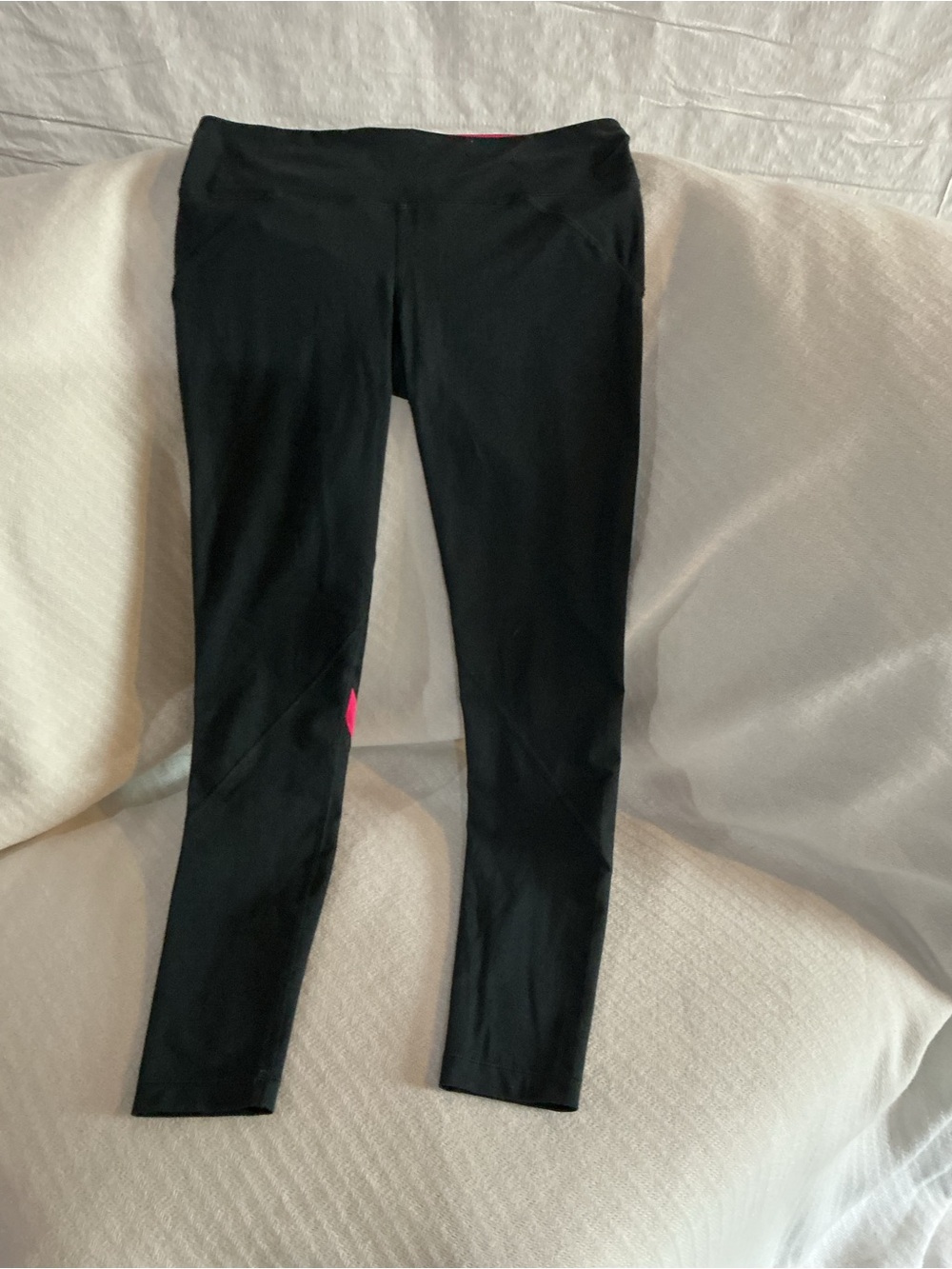 Under Armour Girls Black Leggings with Pink Logo Accent